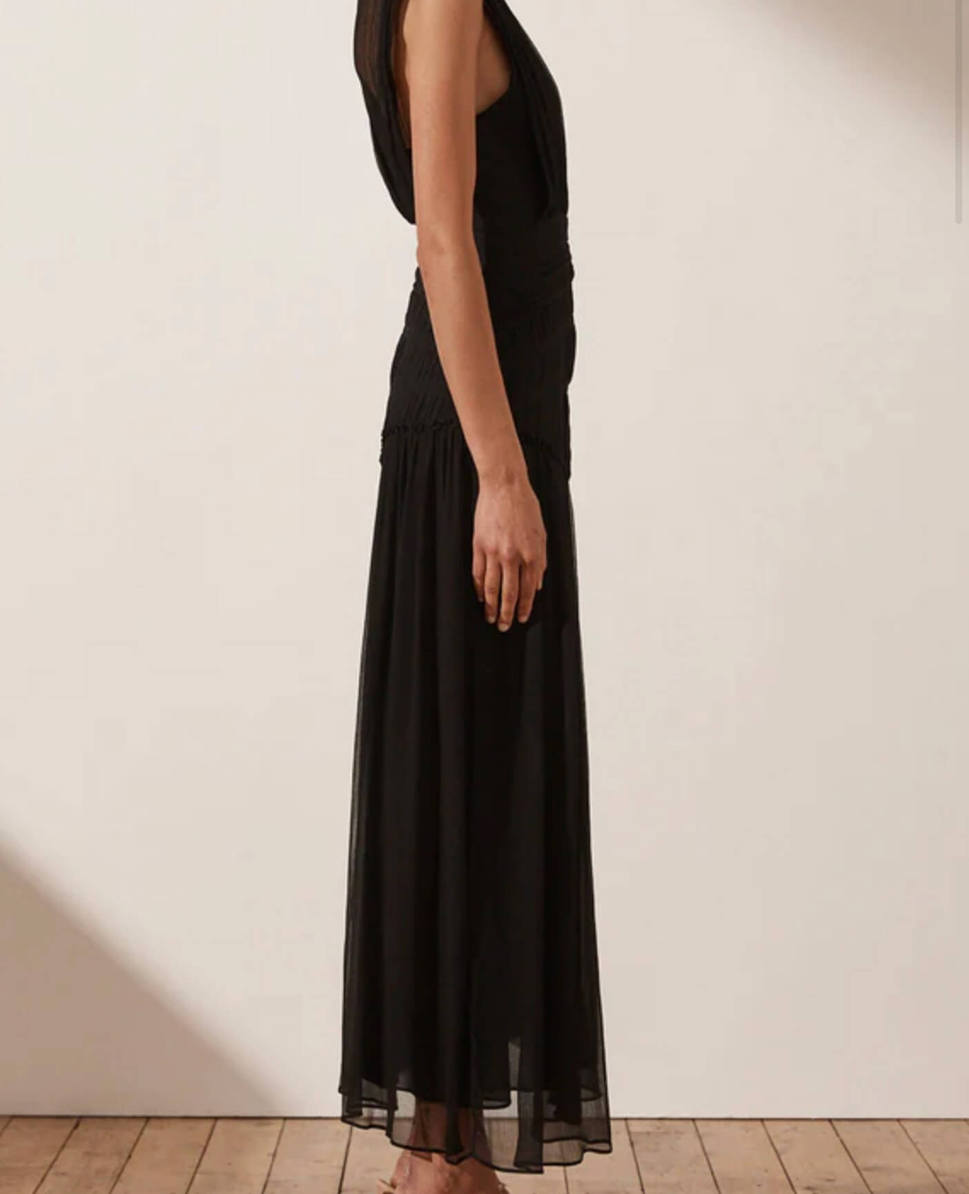 Shona Joy Clemence High Neck Midi Dress Black Size 12