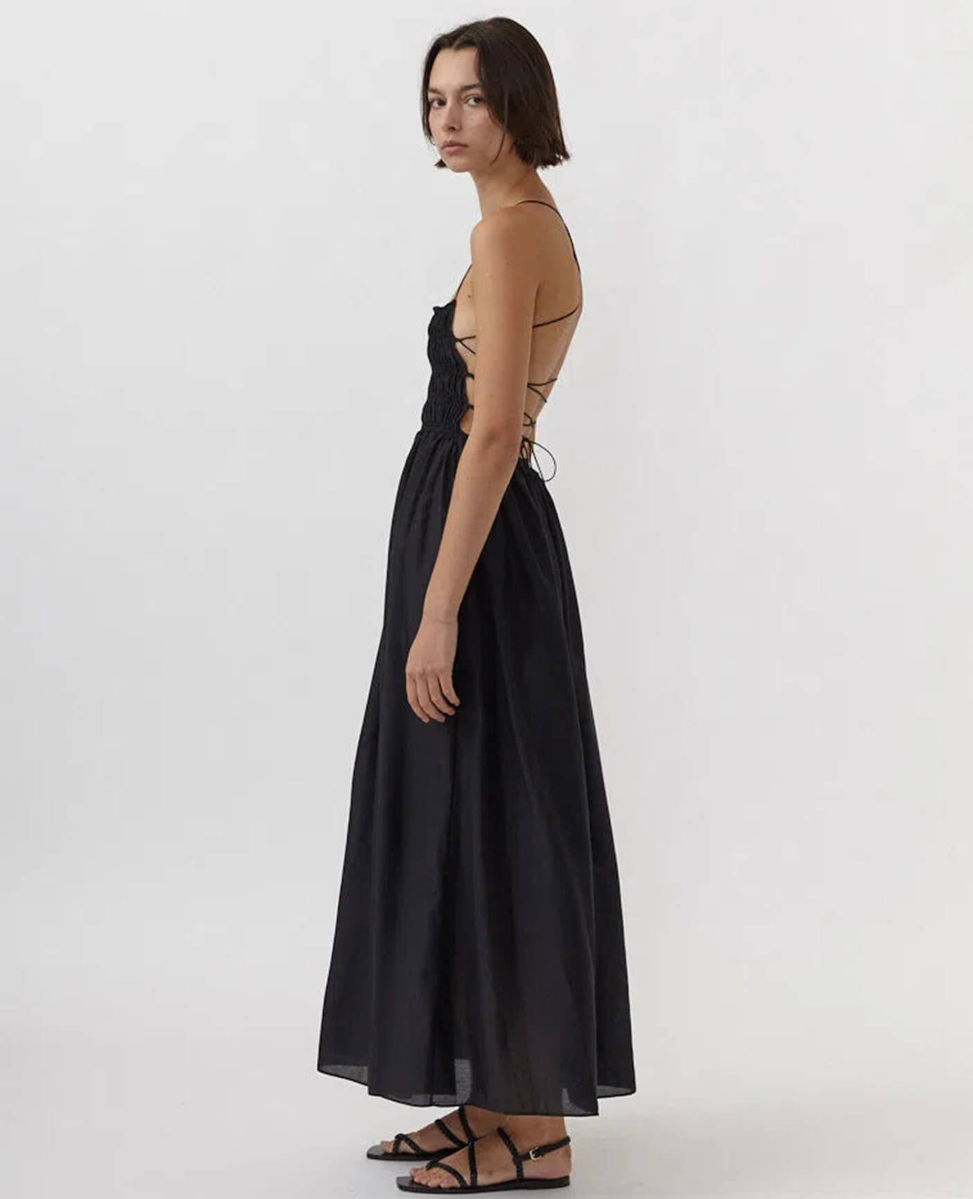 chinese dress ladies Strapless Knit and Broderie Dress - Black main image 0