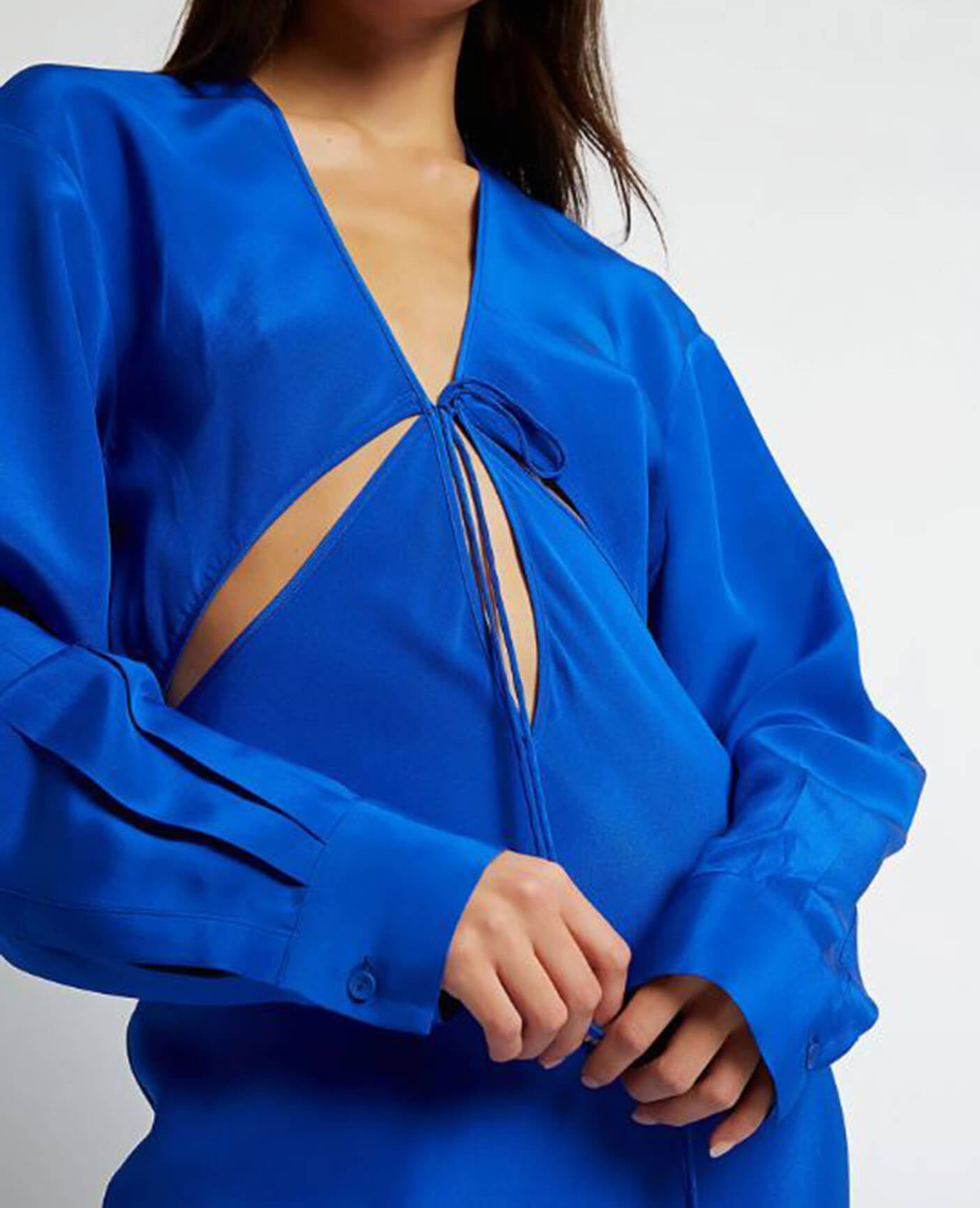 Christopher Esber Triquetra Front Tie Shirt Dress Blue Size 6