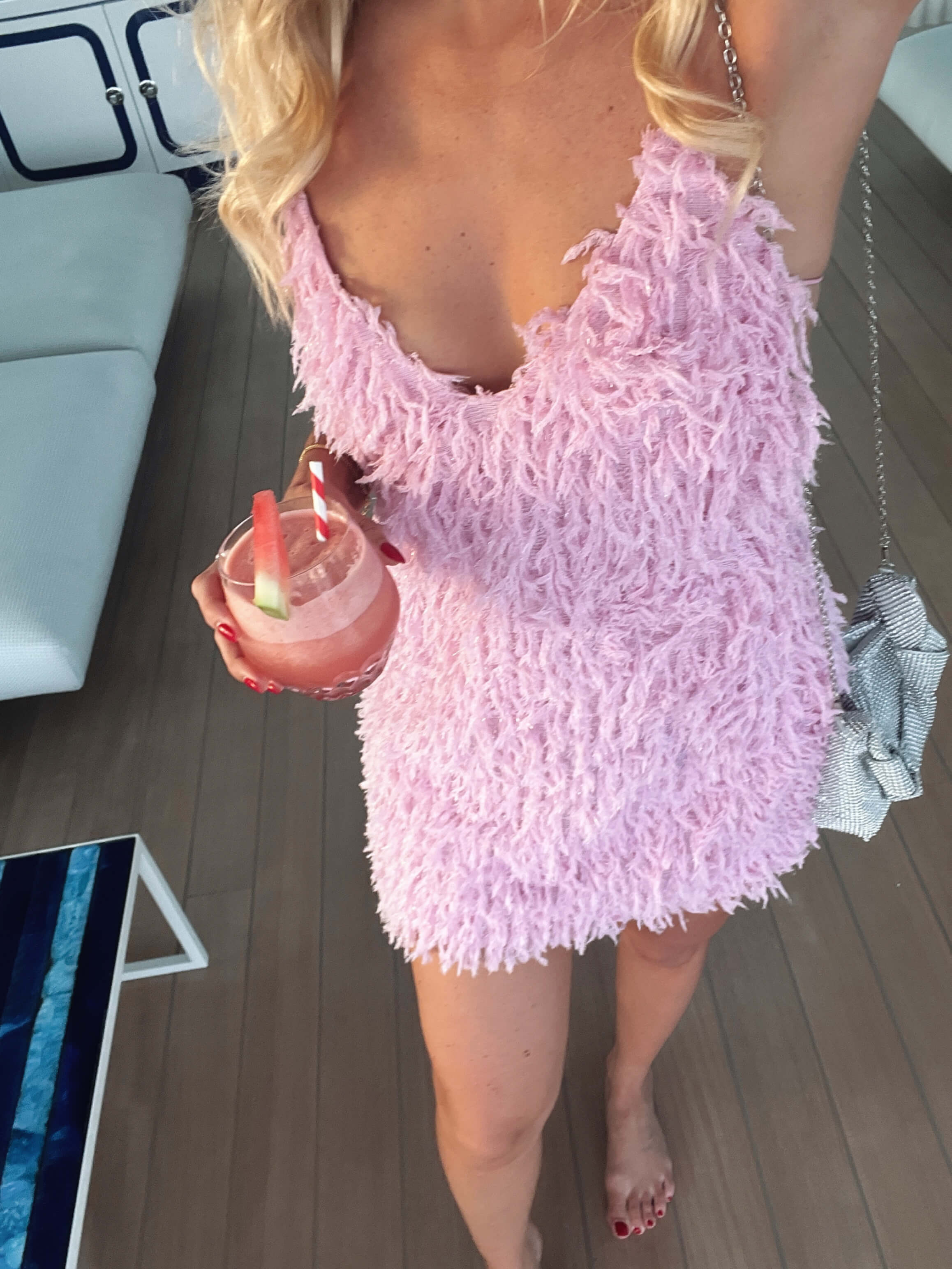 For Love And Lemons Kamara Feather Mini Dress Pink Size 8 & 10