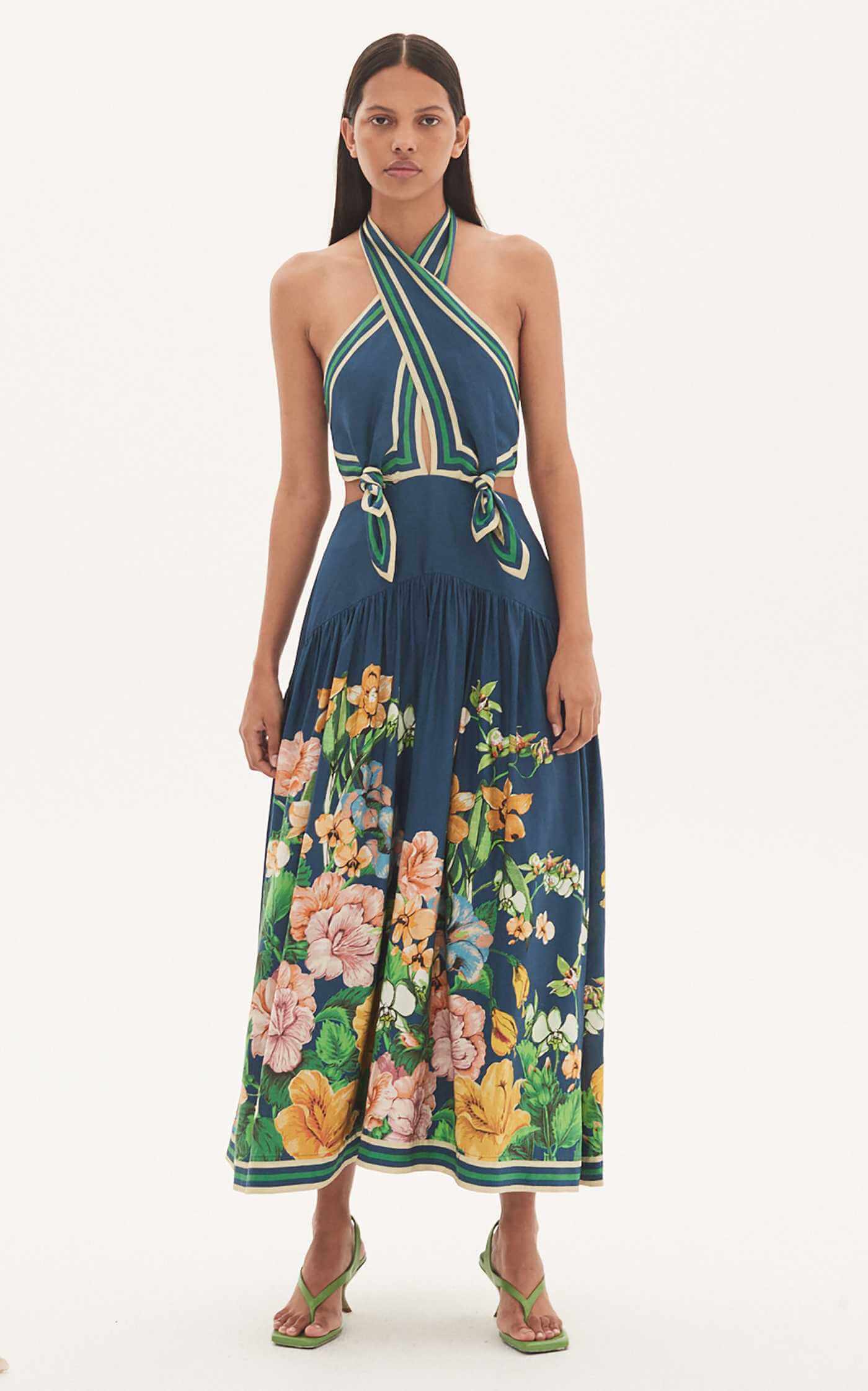 Alemais Lyla Halter Midi Dress Multi Size 8