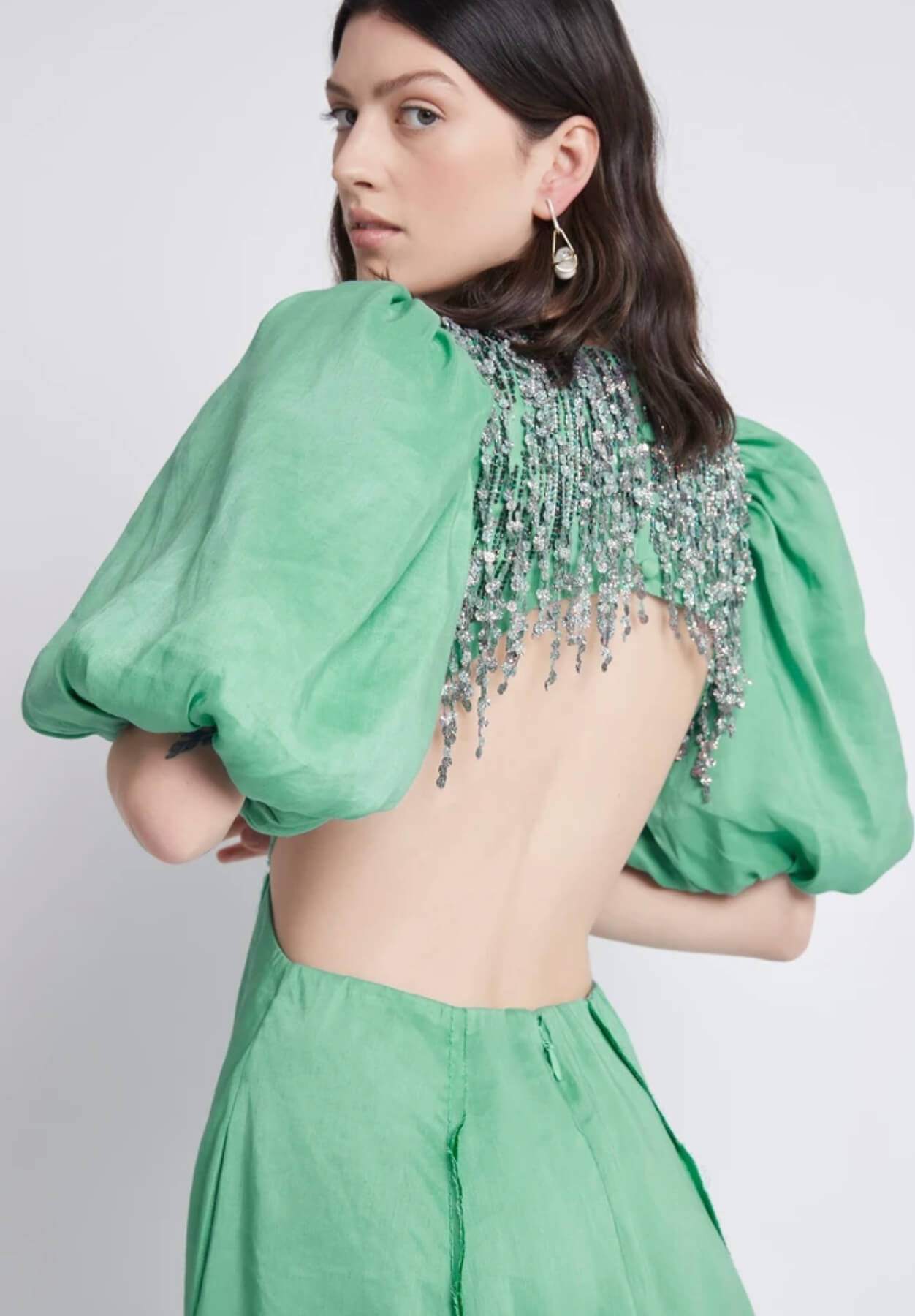 aje relic beaded midi dress Aje Relic Beaded Midi Dress Neptune Green Size 8