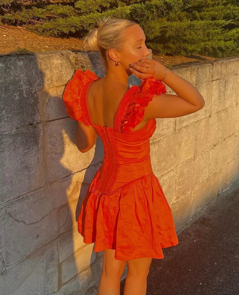 aje orange mini dress AJE Gracious Cut Out Mini Dress Saffron. Size 8, 12 & 14. RRP $570, rent  for $80. The dreamiest stand out piece x x