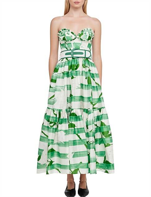 knee length dresses for ladies Leo Lin Rose Bustier Midi Dress in Cascade Print – Coco & Lola main image 0