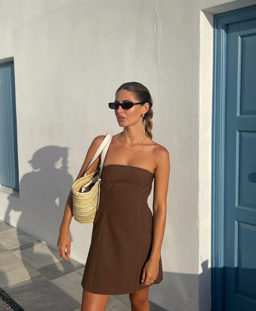 sir the label brown mini dress Sir The Label Jacques Mini Dress in Chocolate – Hills Shire Hire main image 0