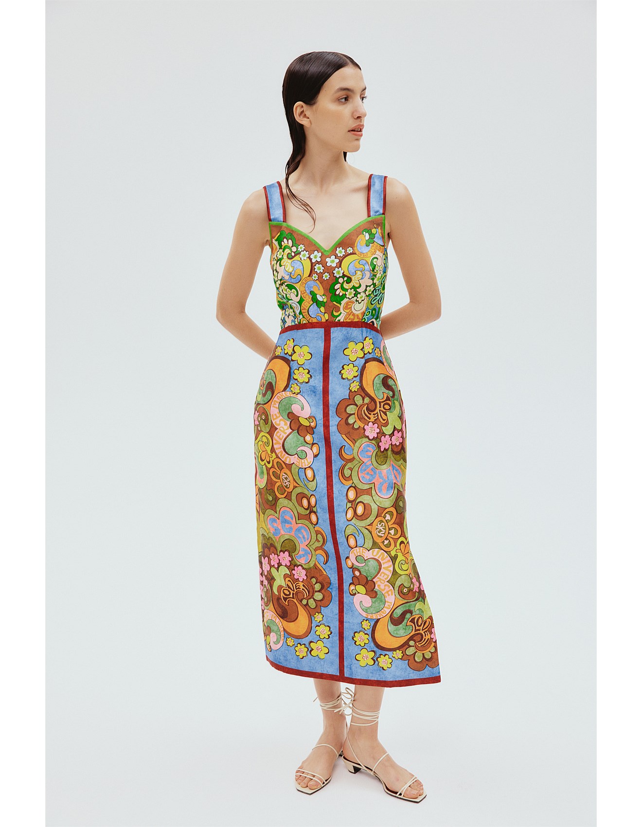 alemais corset dress Printed off-shoulder corset dress in multicoloured - Alemais