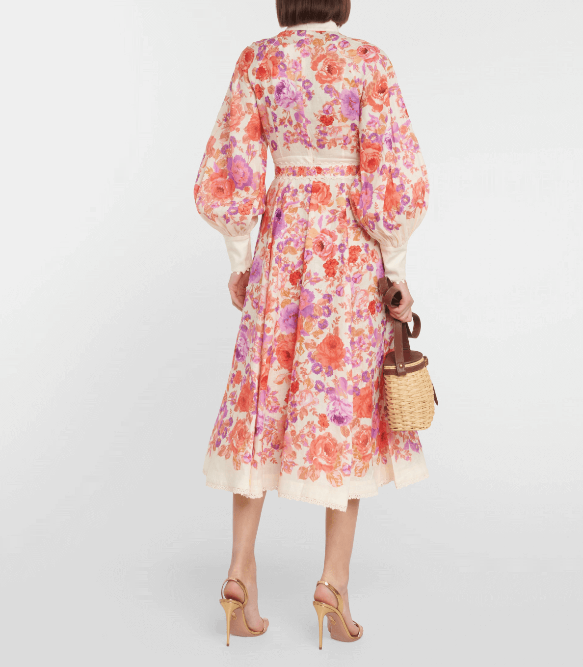zimmermann raie billow sleeve midi dress Zimmermann - Raie Billow linen midi-dress Ivory