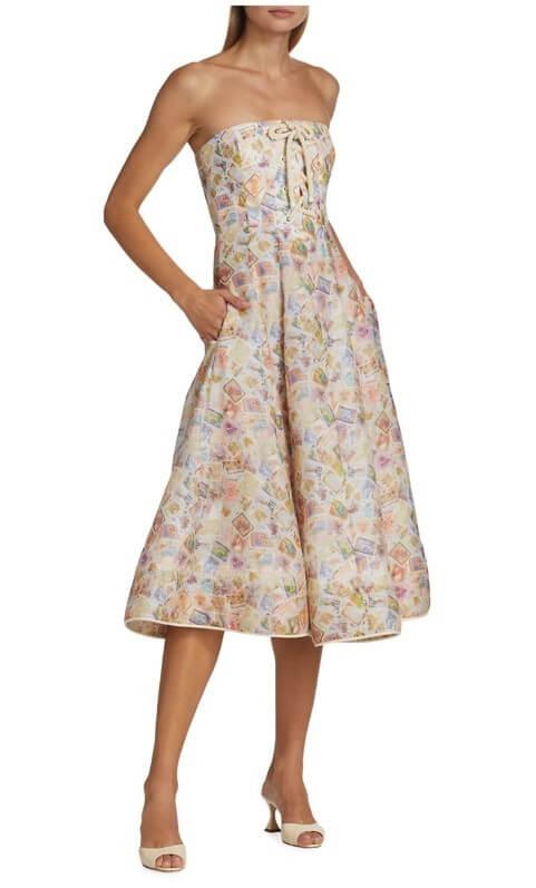 Zimmermann High Tide Lace Up Midi Dress Size 0 & 1