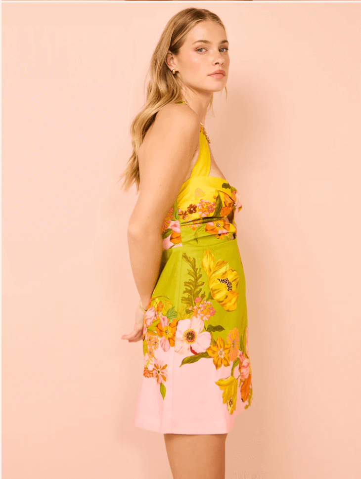 Alemais Silas Halter Mini Dress Floral Size 8