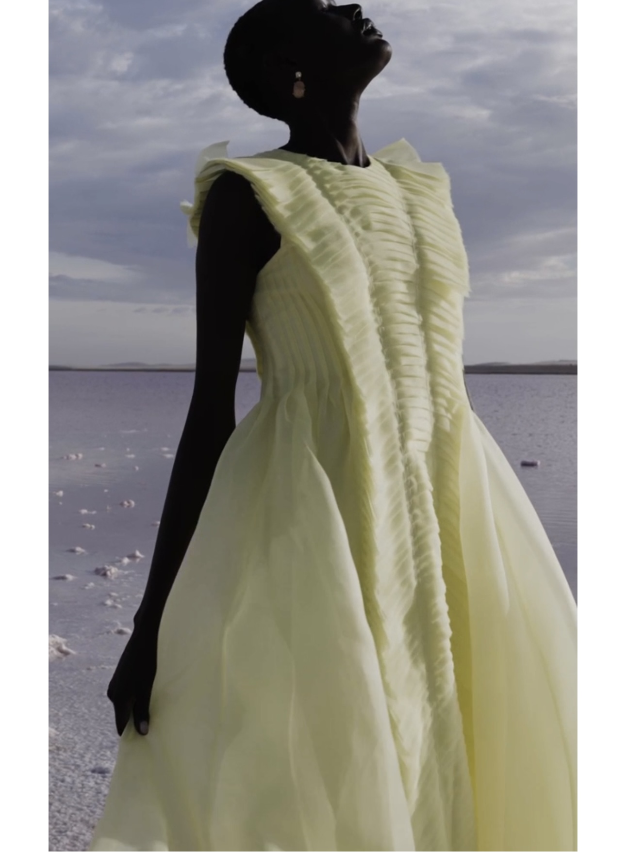 Aje Astrid Pleat Panel Midi Dress Lemon Yellow Size 8