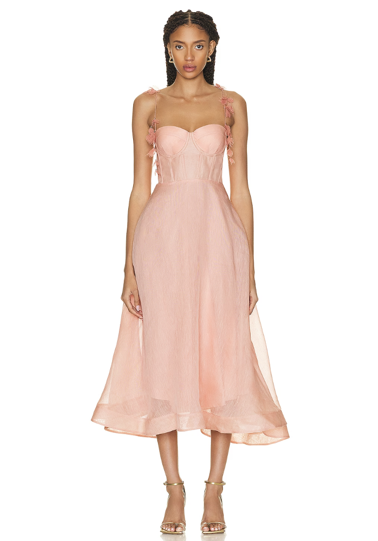 Zimmermann Wonderland Midi Corset Dress Dusty Pink Size 0P