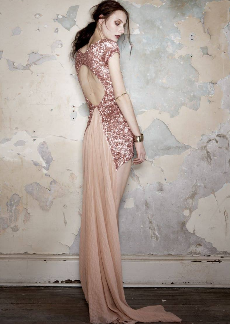 Aje Rantango Mini Rose Gold Sequin Dress Size 6