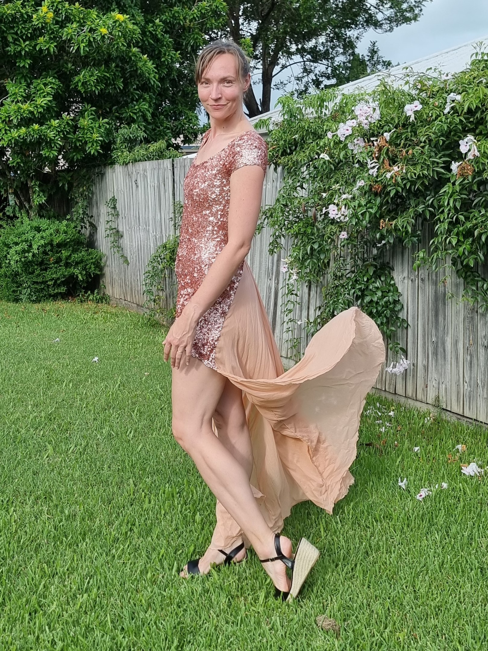 Aje Rantango Mini Rose Gold Sequin Dress Size 6