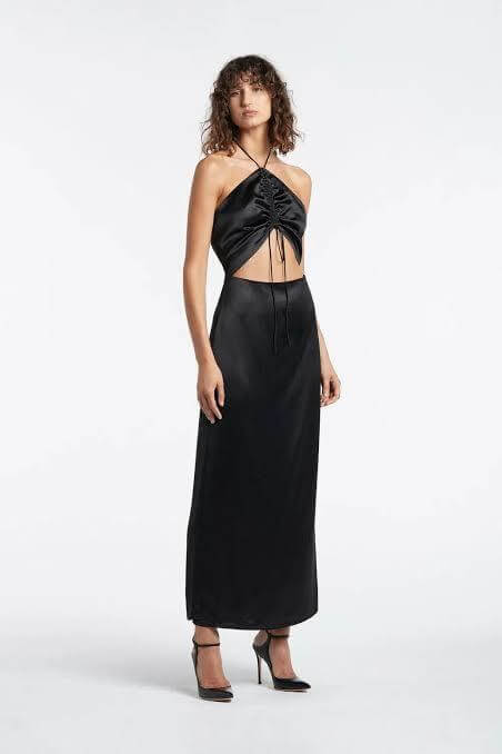 blue dress for baby girl All Eyes On You Black Satin Midi Dress – Shop the Mint