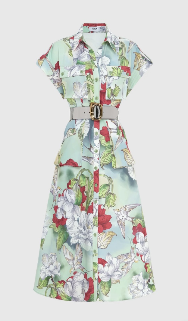 leo lin audrey pocket shirt dress Leo Lin Audrey Pocket Shirt Midi Dress