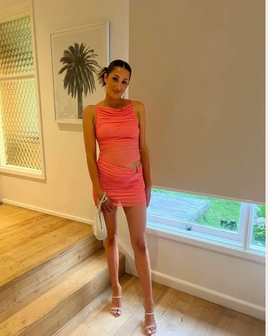 Bec Bridge Iona Boatneck Mini Dress Grapefruit Pink Size 8