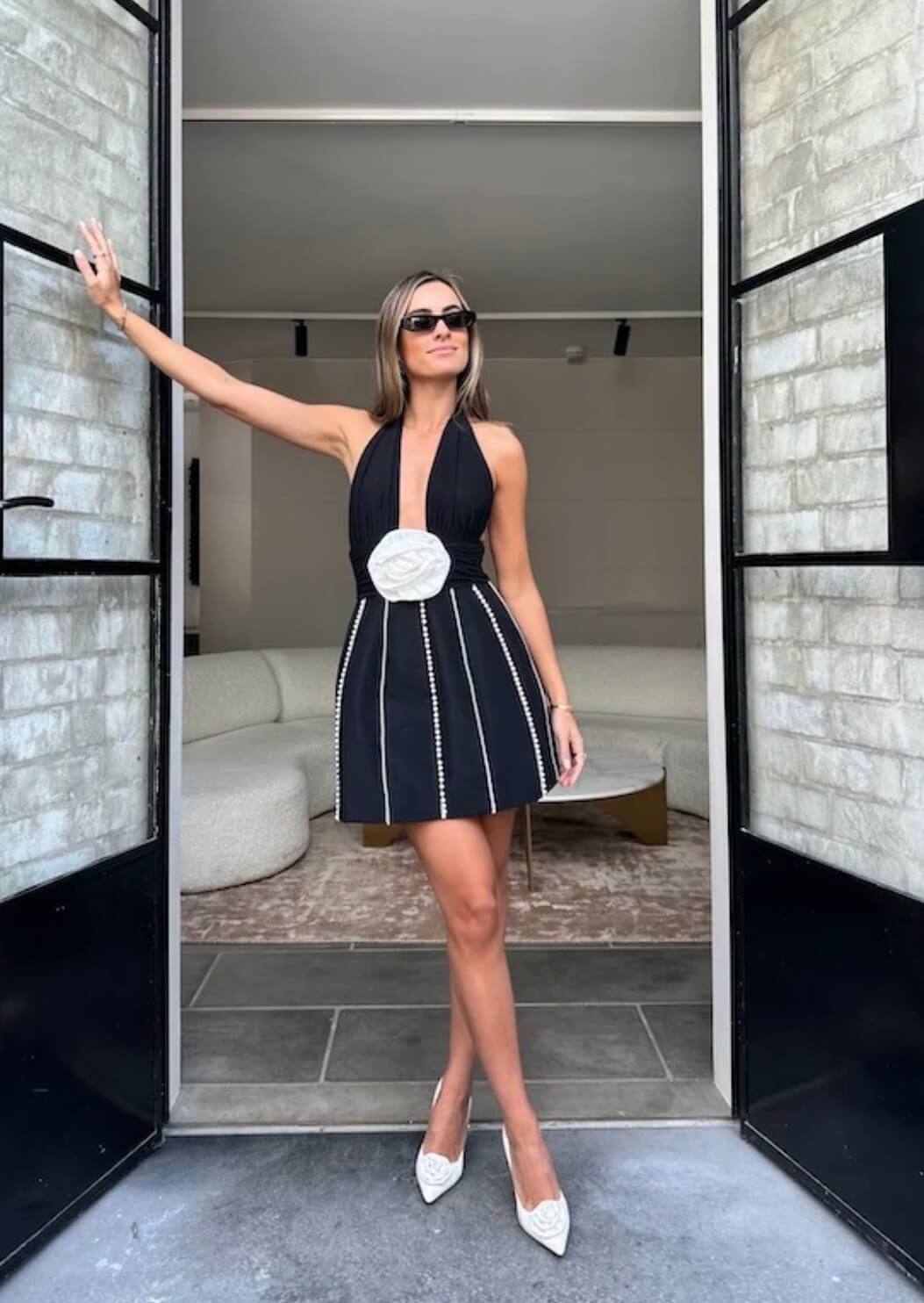 white plunge mini dress Sandra White Eyelet Bustier Mini Dress - Size M - cami - V-Neck, Bodycon - corset - graduation - rush - sorority - date night - homecoming
