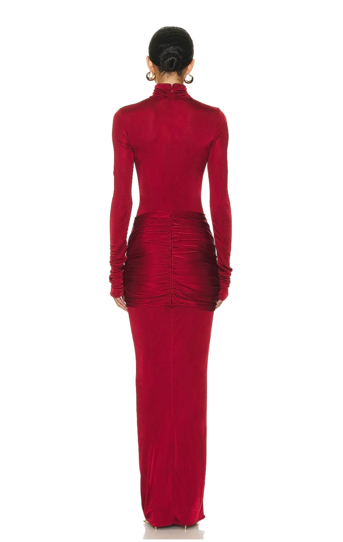 slinky jersey sarong maxi dress in samba red Helsa Slinky Jersey Sarong Maxi Dress Samba Red Size S