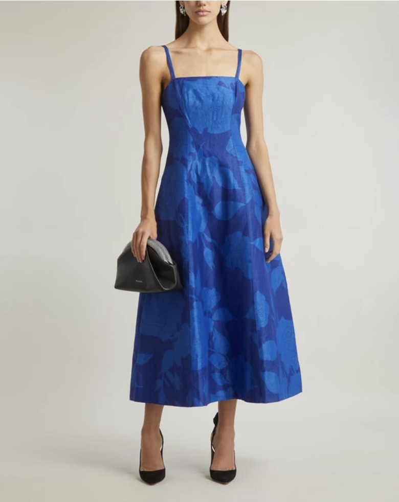 Aje Belonging Flared Midi Dress Blue Size 14