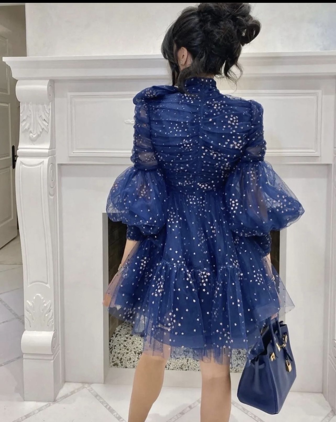 zimmermann rhythm glitter tulle mini dress Zimmermann Rhythm Ruched Glitter Mini Dress Navy Blue Size 0