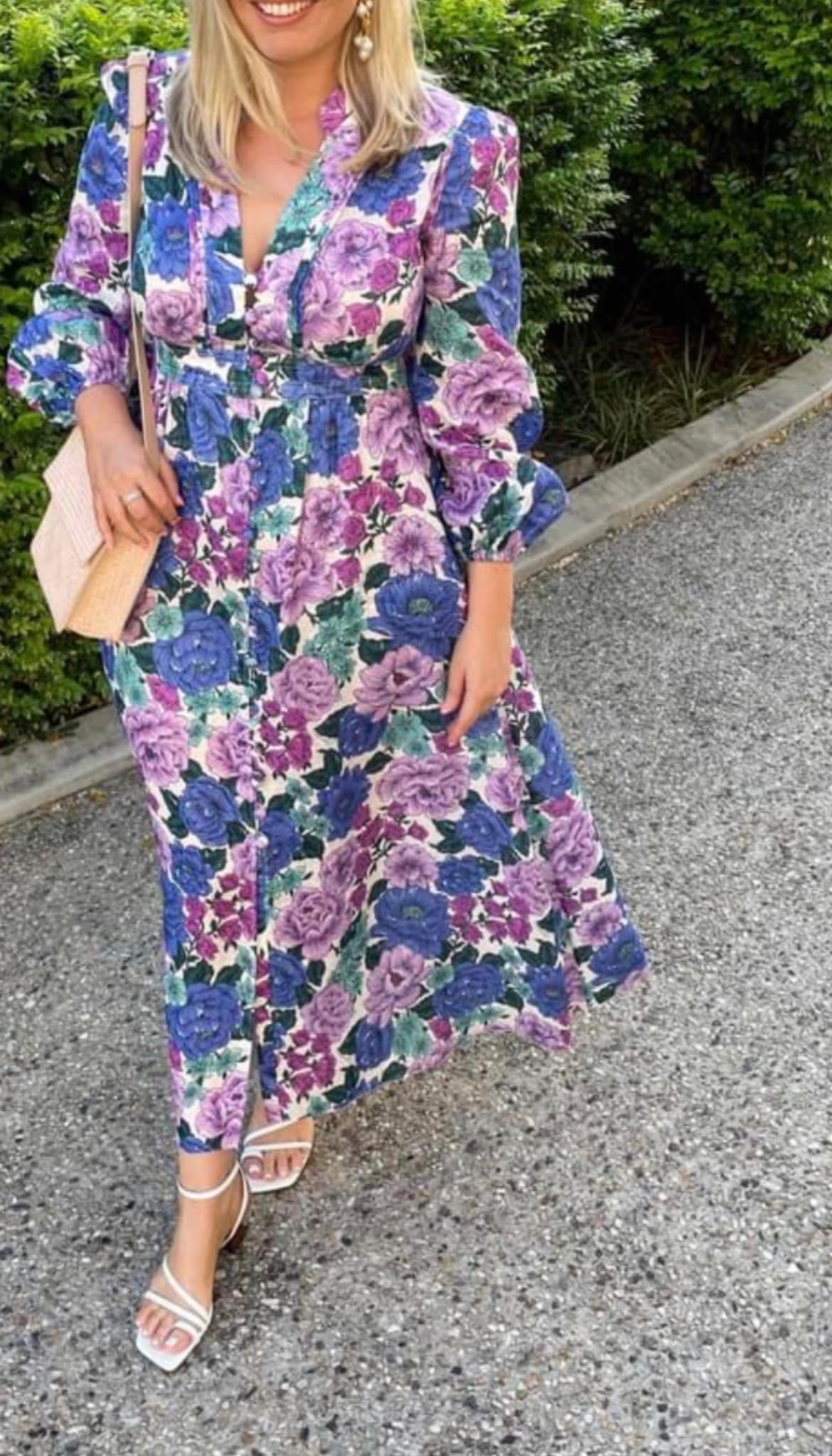 zimmermann poppy plunge midi dress Zimmermann Poppy Plunge Midi Dress Lilac Floral Size 3