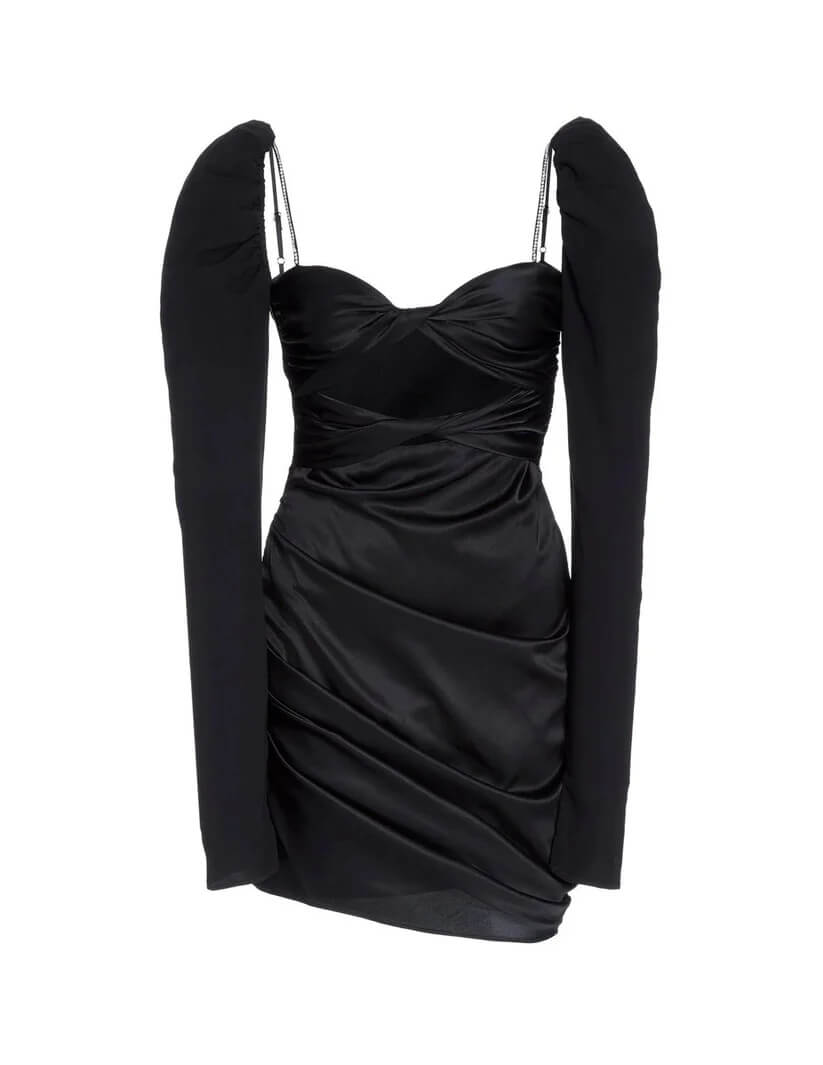 the bar silk twist dress THE BAR Silk Twist Front Mini Dress Size 6 Black