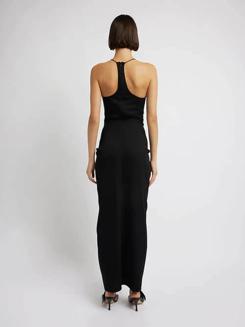 Christopher Esber Multi Panel Disconnect Ruched Halter Dress Black Size 8