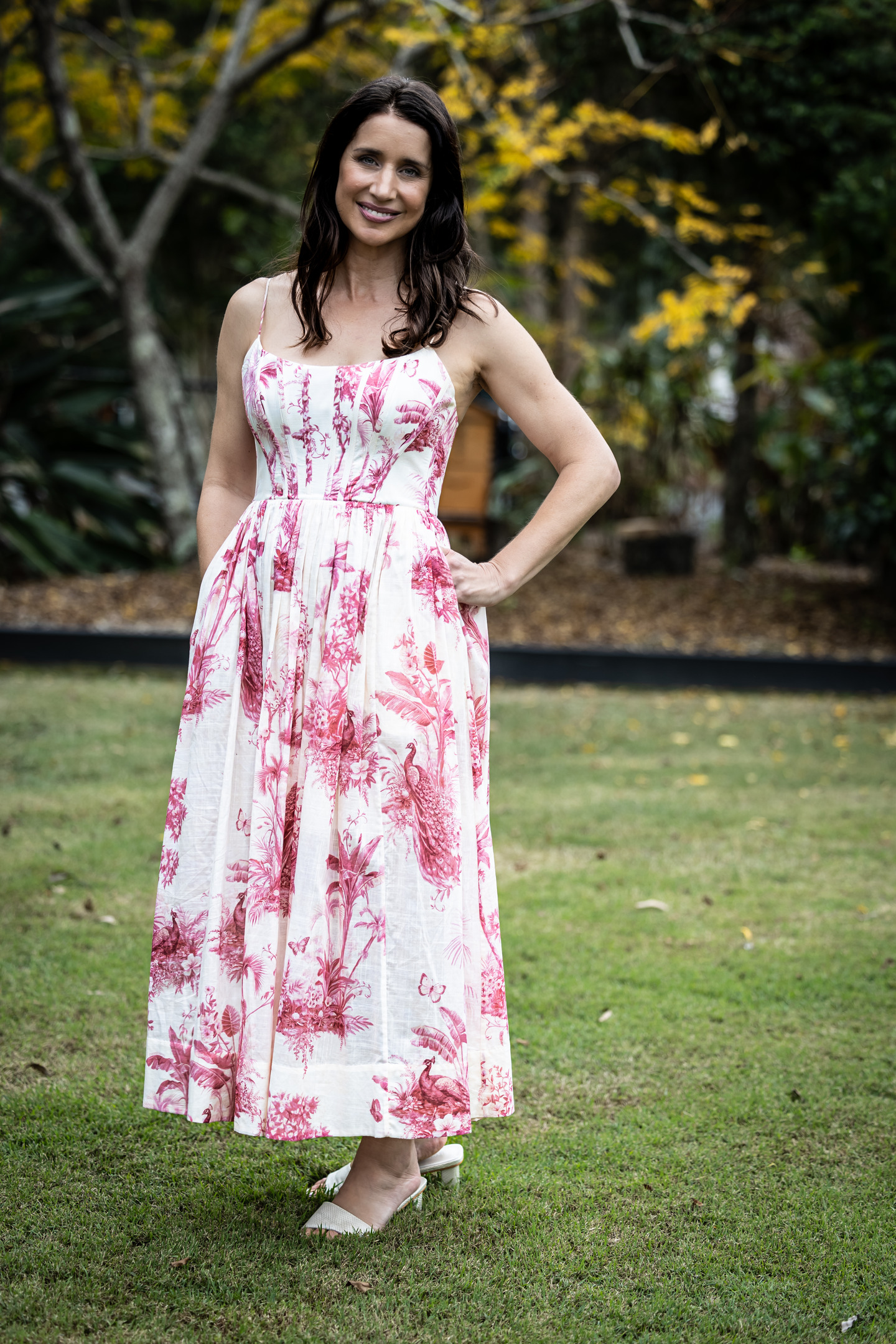blue polka dot off the shoulder dress Smocked Drop Waist Off Shoulder Dress