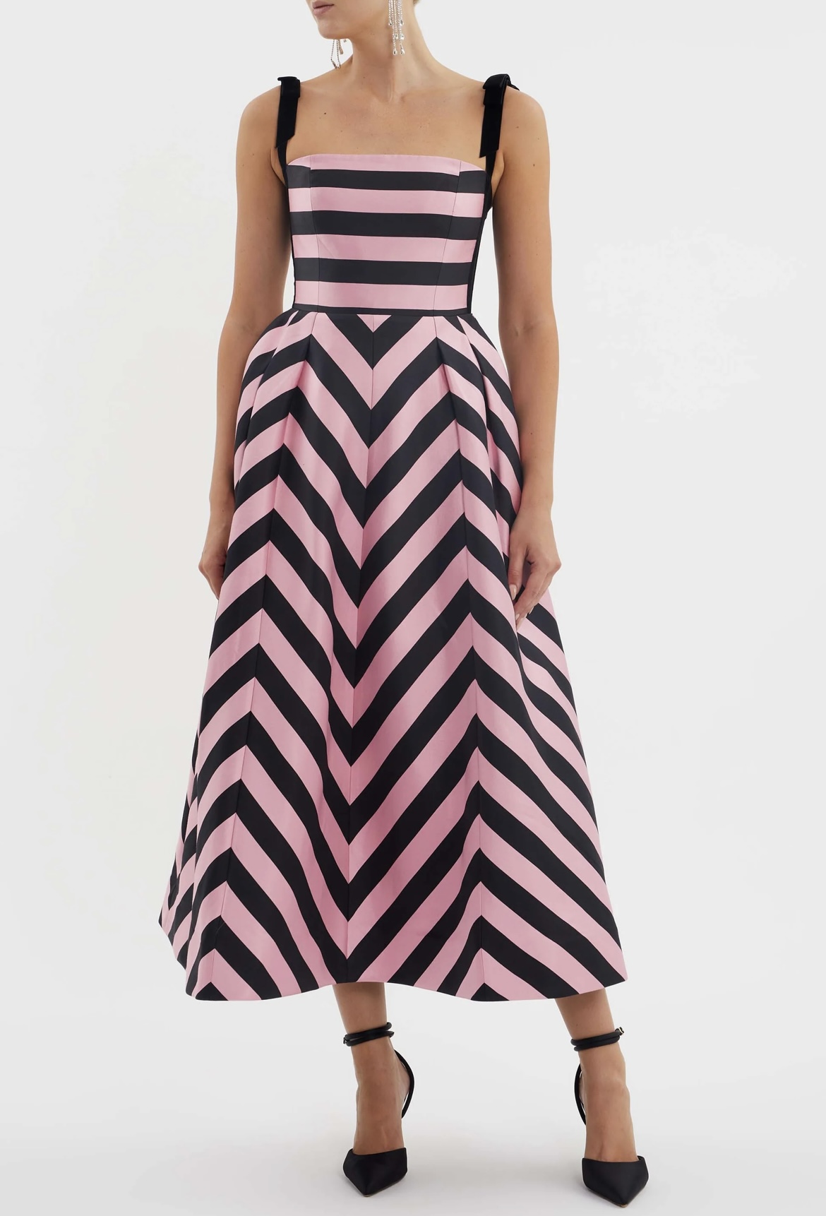 Rebecca Vallance Jocelyn Midi Dress Stripe Size 8