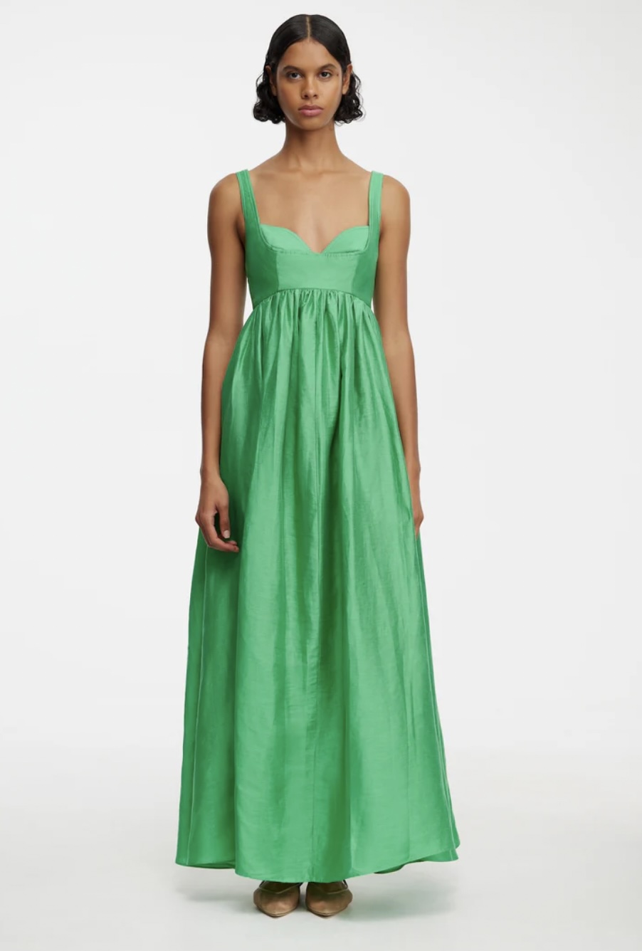 chinese dress ladies Hire Acler Sandgate Midi Dress Shamrock Size 10 – lonedresshire main image 1