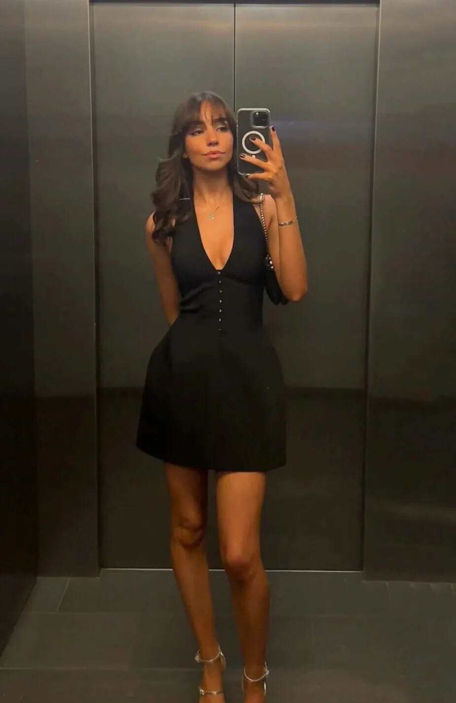 knee length dresses for ladies Black Payette Mini Dress Luna main image 0