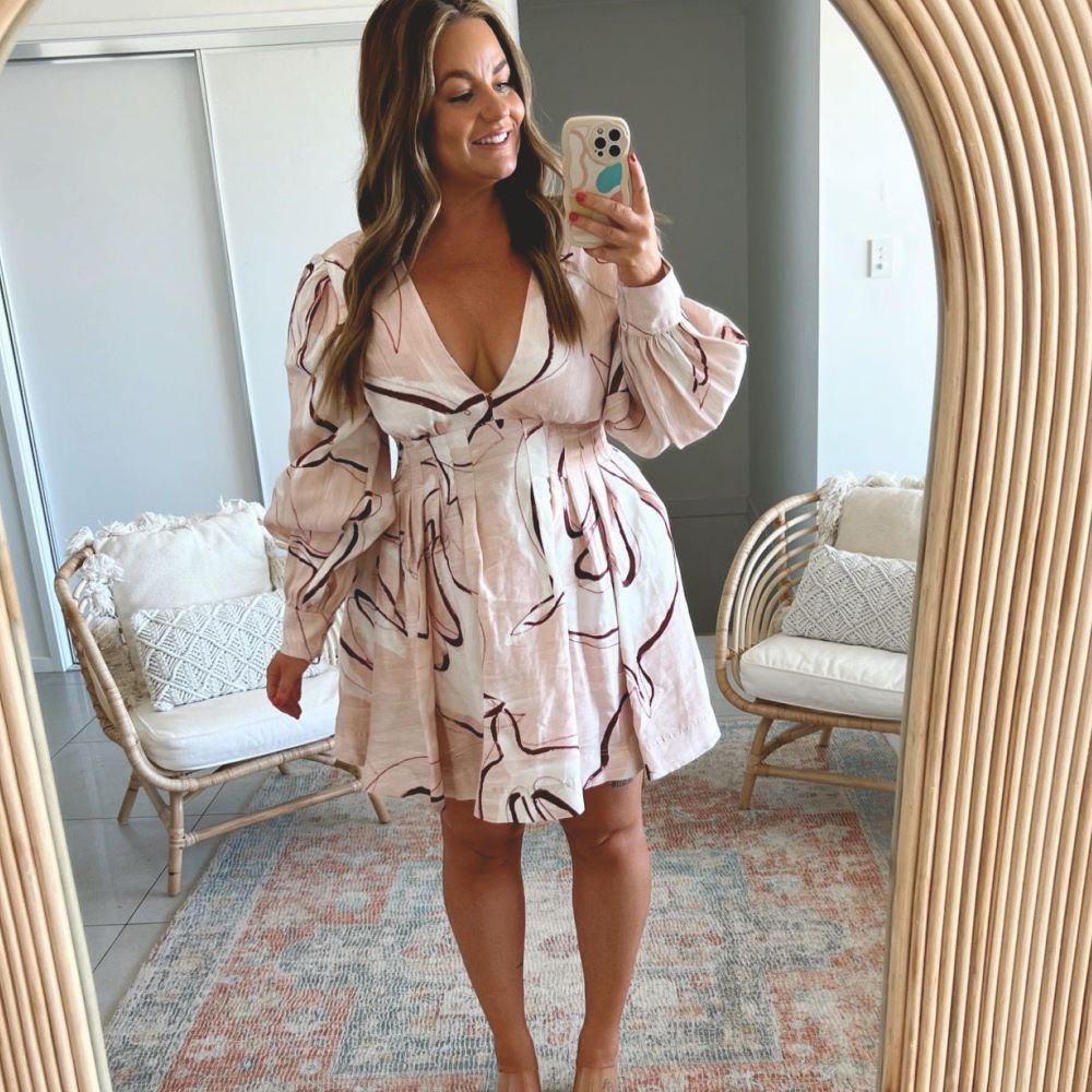 aje amelia plunge mini dress Amelia Plunge Mini Dress | Blush Pink