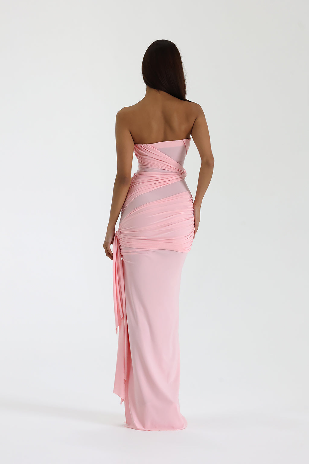 open lace back dress Natalie Rolt Monika Gown Neon Pink main image 1