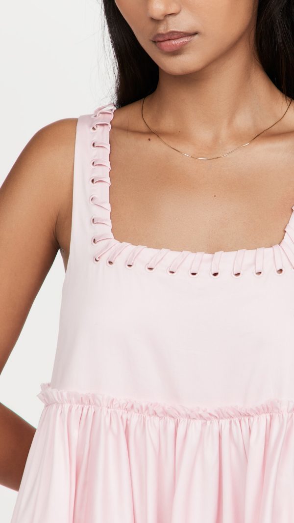 aje hushed mini dress pink Aje 'Bubble Hem' Mini in Pink  HONEY HIRE BOUTIQUE