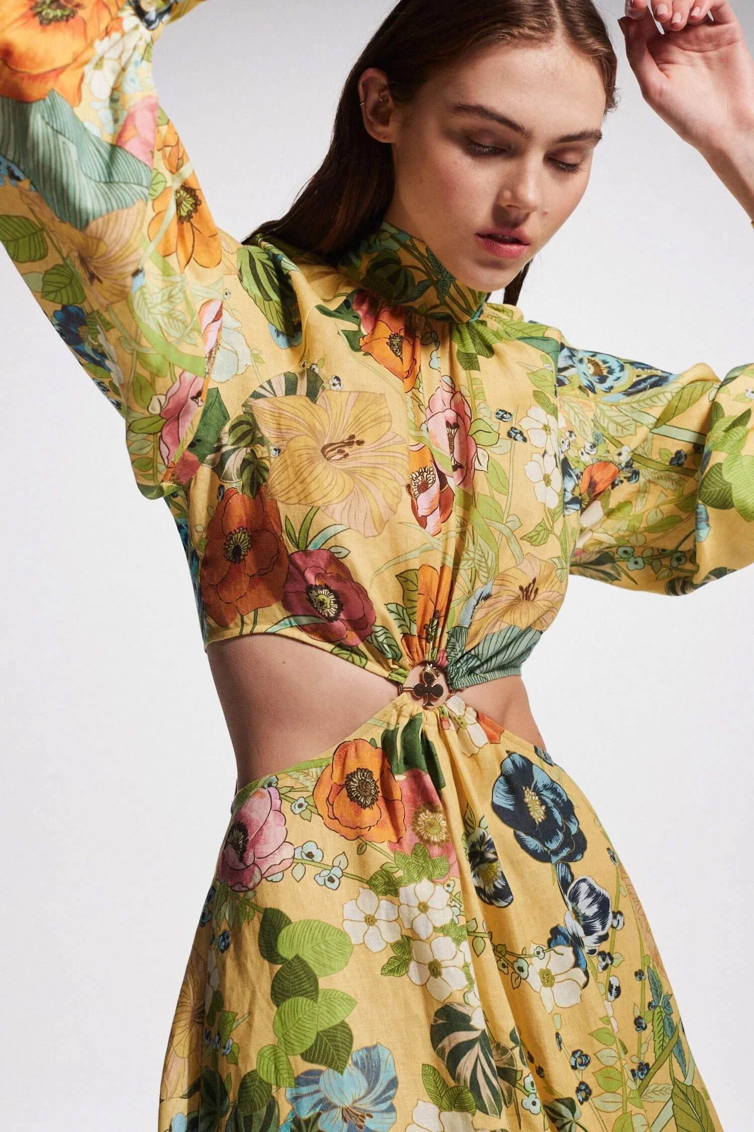 knee length dresses for ladies Alemais Cresida Shirtdress Yellow Floral Size AU 16