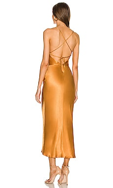 alma asymmetrical bias cowl midi dress SATIN ASYMMETRIC COWL MIDI DRESS  Deserve