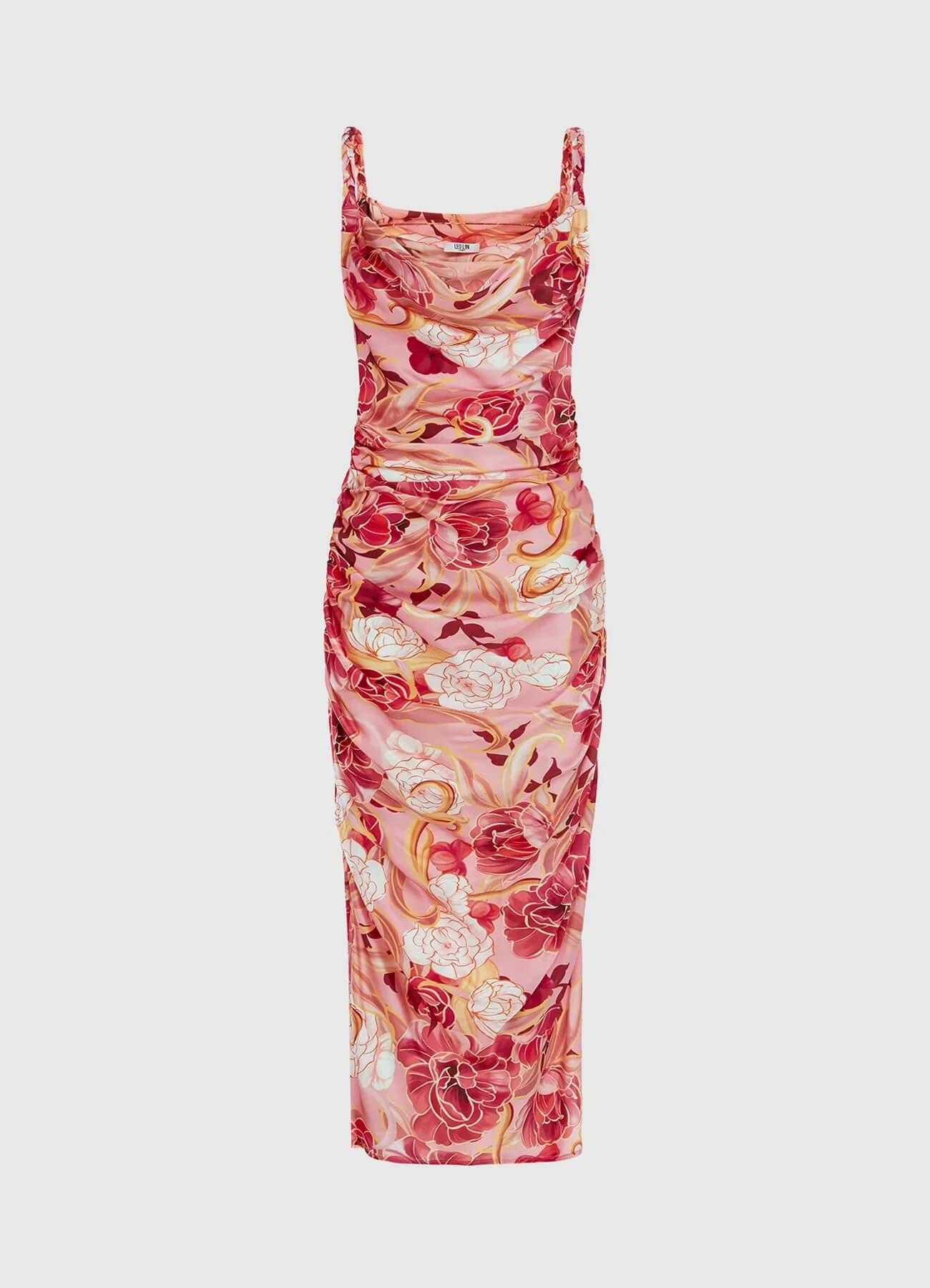 Leo Lin Rachel Cowl Neck Slip Dress Adorn Print in Passion Size 12