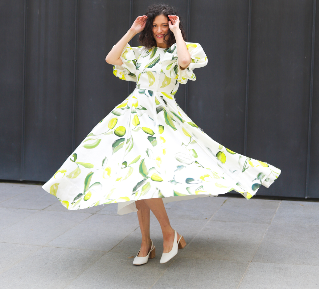 Aje Zest Lemon Print Midi Dress Size 14