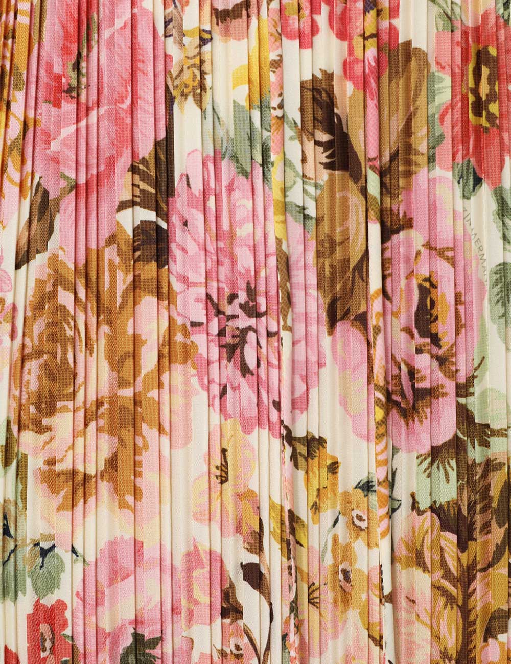 【Zimmermann】Golden pleated floral slip dress ZIMMERMANN Golden Pleated Floral Slip Dress in Multicoloured