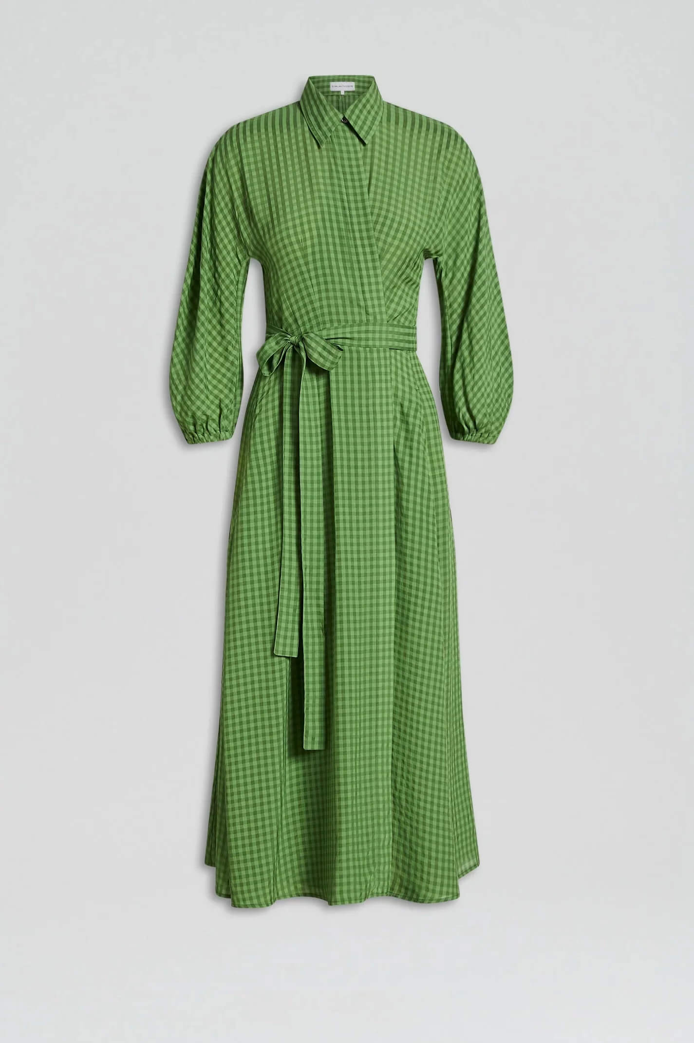 green emerald velvet dress Green Plaid Deep V Neck Ruffle Trim Detail Wrap Dress Large
