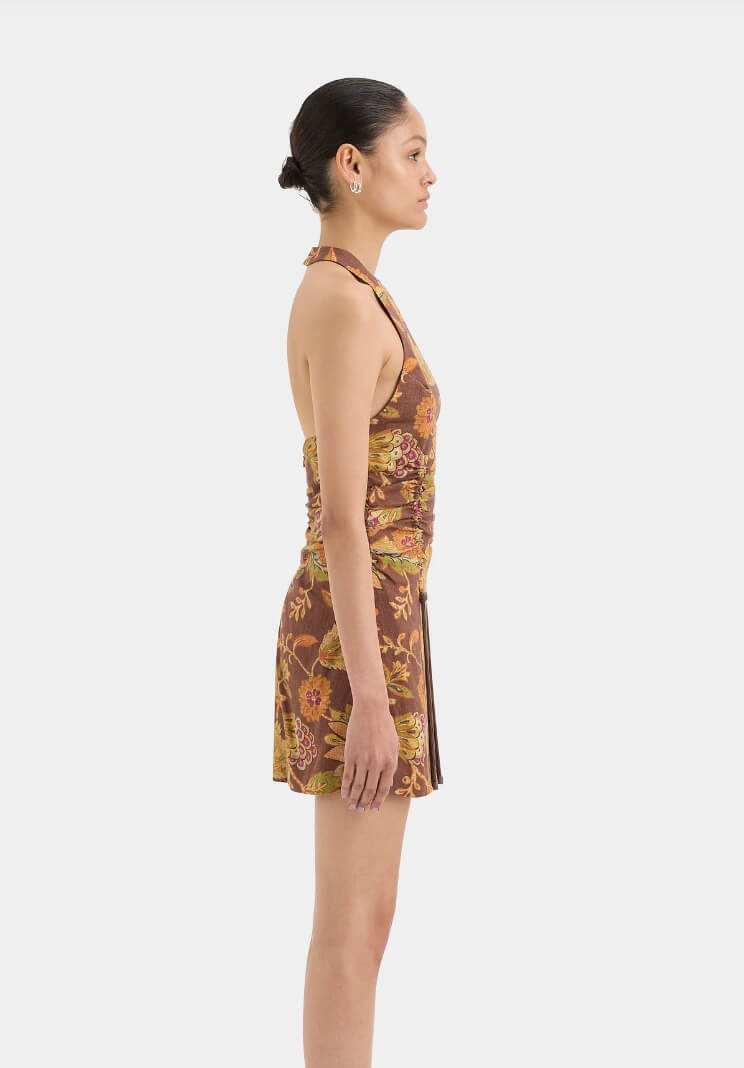 SIR Josefina Corded Halter Mini Dress Brown Size 1