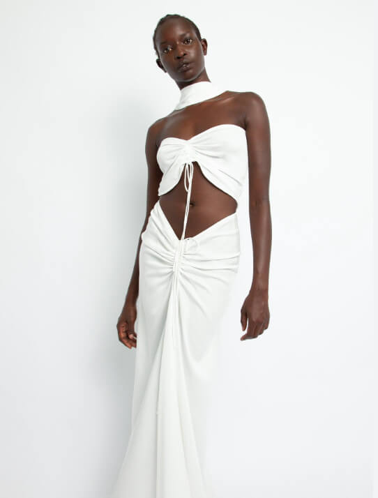 white halter maxi beach dress Petal and Pup Women's Betsy Halterneck Maxi Dress