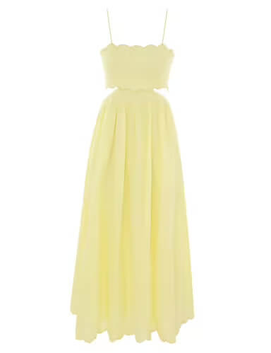 Zimmermann Halliday Scallop Midi Dress Yellow Size 2