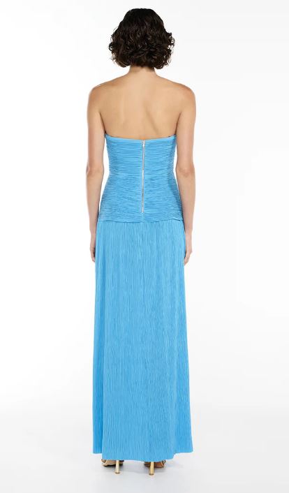 double time pleat dress blue Double Time Pleat Dress Blue  Tidal Dress Collective