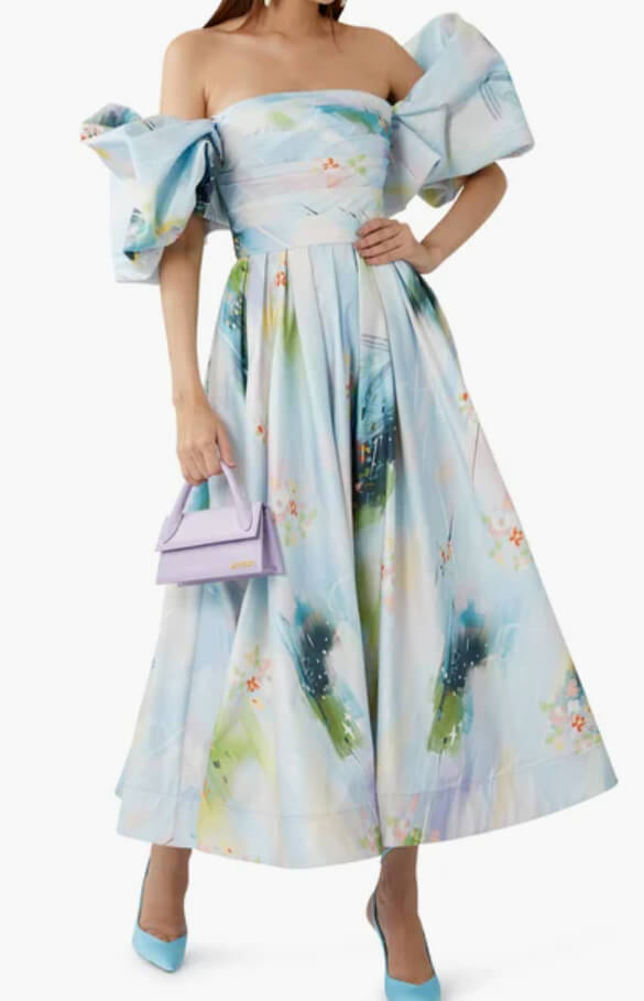 chinese dress ladies Leo Lin Matilda Puff Sleeve Midi Dress in Lemon – Coco & Lola main image 0