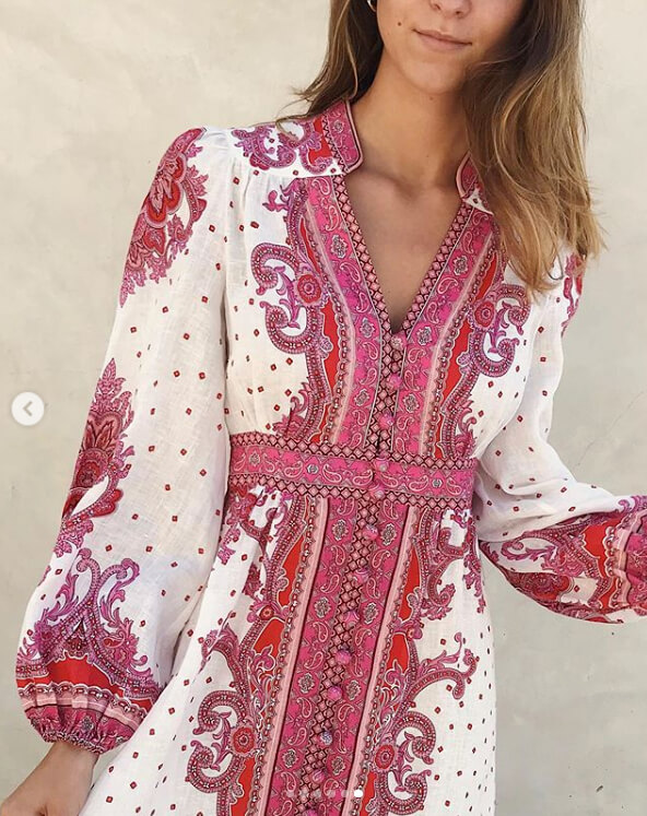 Zimmermann Bells Paisley Long Dress Pink Size 1