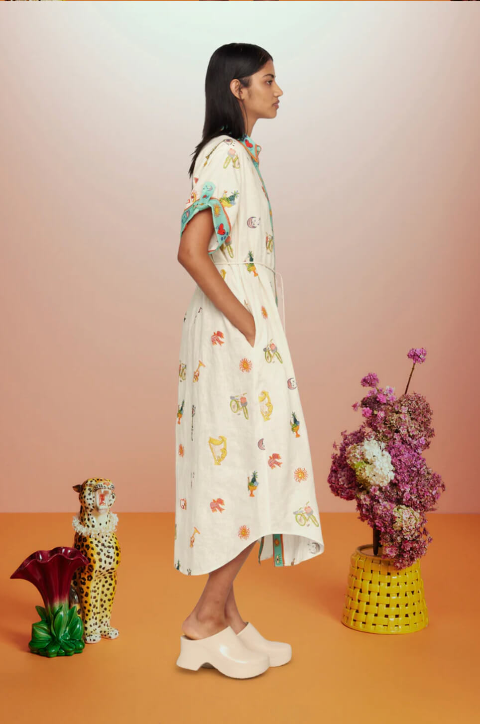alemais embroidered shirt dress ALEMAIS: Rosemary Embroidered Shirt main image 1