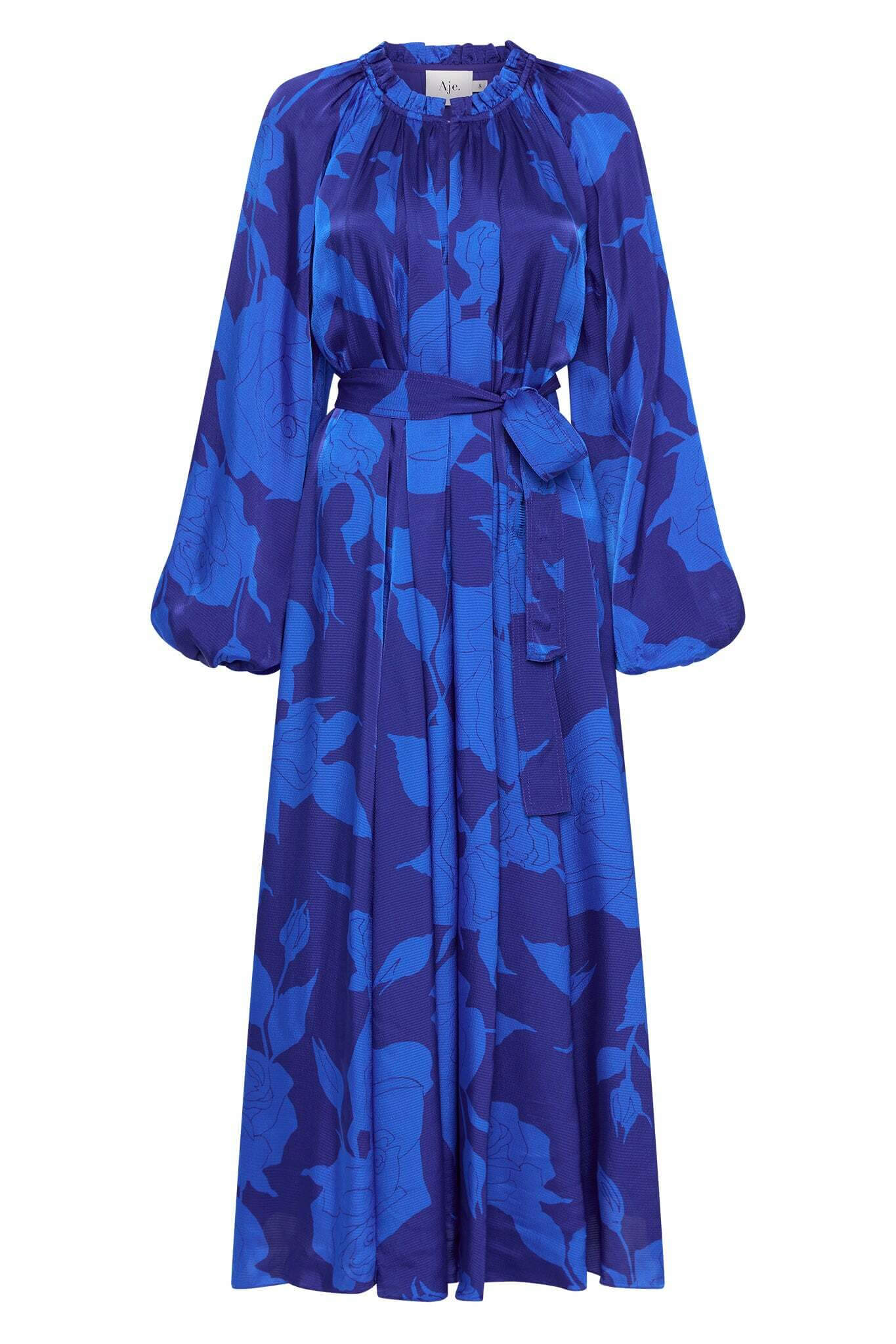 Aje Knowing Belted Smock Dress Blue Size 6